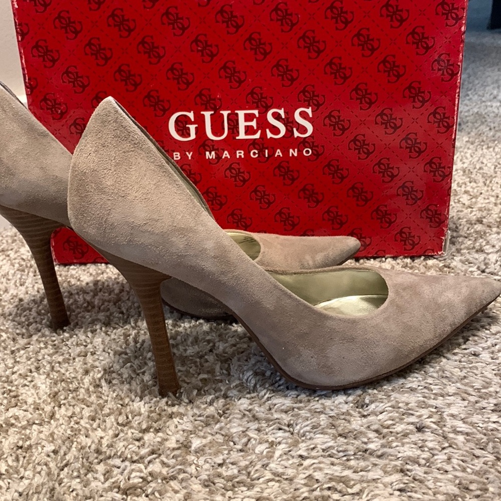 Guess by Marciano tan suede heels.